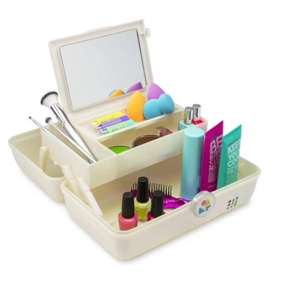 Caboodles On-The-Go Girl Makeup Cosmetic Travel Organizer, White Opal